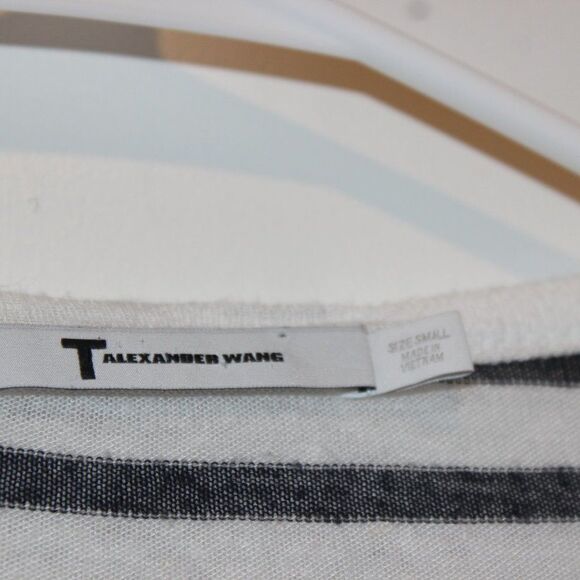 Alexander Wang Black & White Striped Long Sleeve Round Neck Blouse Women's SZ S - Picture 8 of 11
